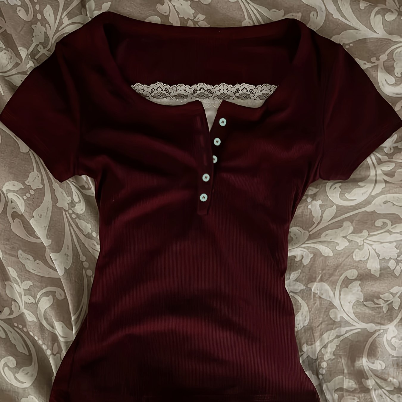 TEMU Women's New Summer Fashionable Sexy Y2k Solid Color Button Slim-fit T-shirt Top, Inner Wear Not Included