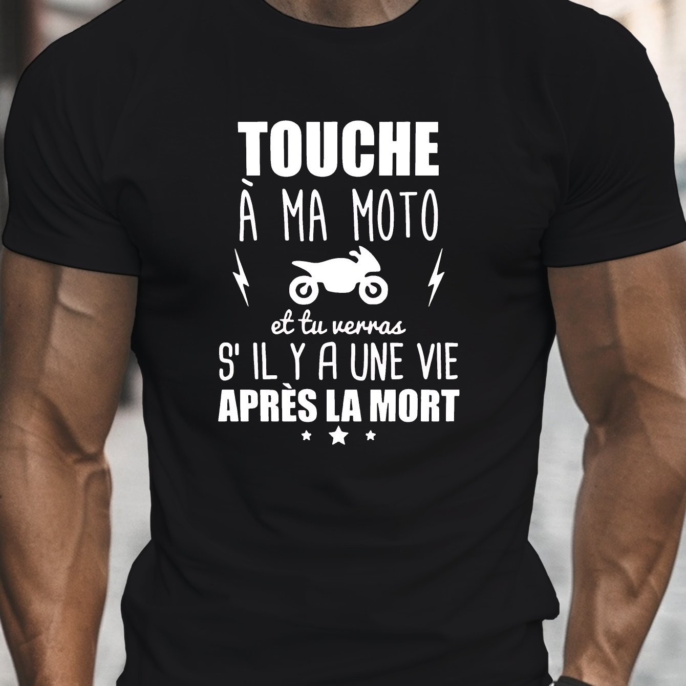 TEMU T-shirt Homme à Col Rond Manches Courtes, Imprimé Humoristique Français, Haut Léger et Confortable pour l'Été
