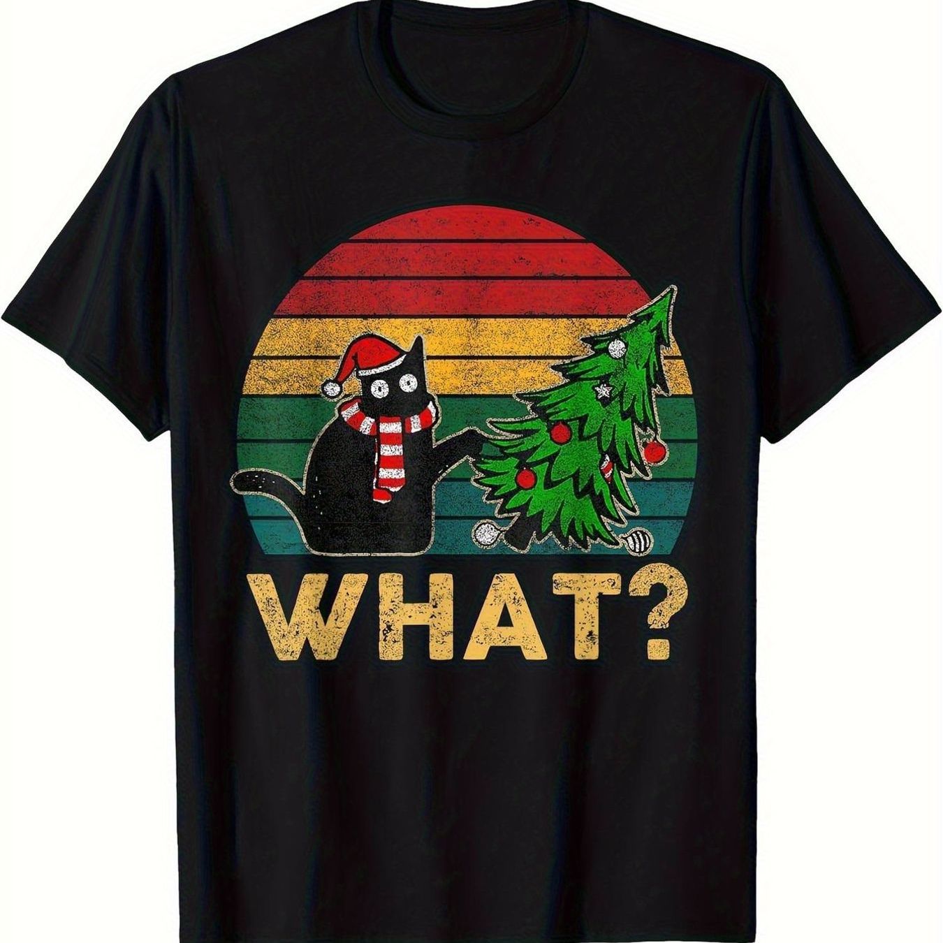 TEMU T-shirt graphique vintage "" avec un design humoristique pour les passionnés de chats, parfait pour les fêtes. Cette chemise douce et respirante