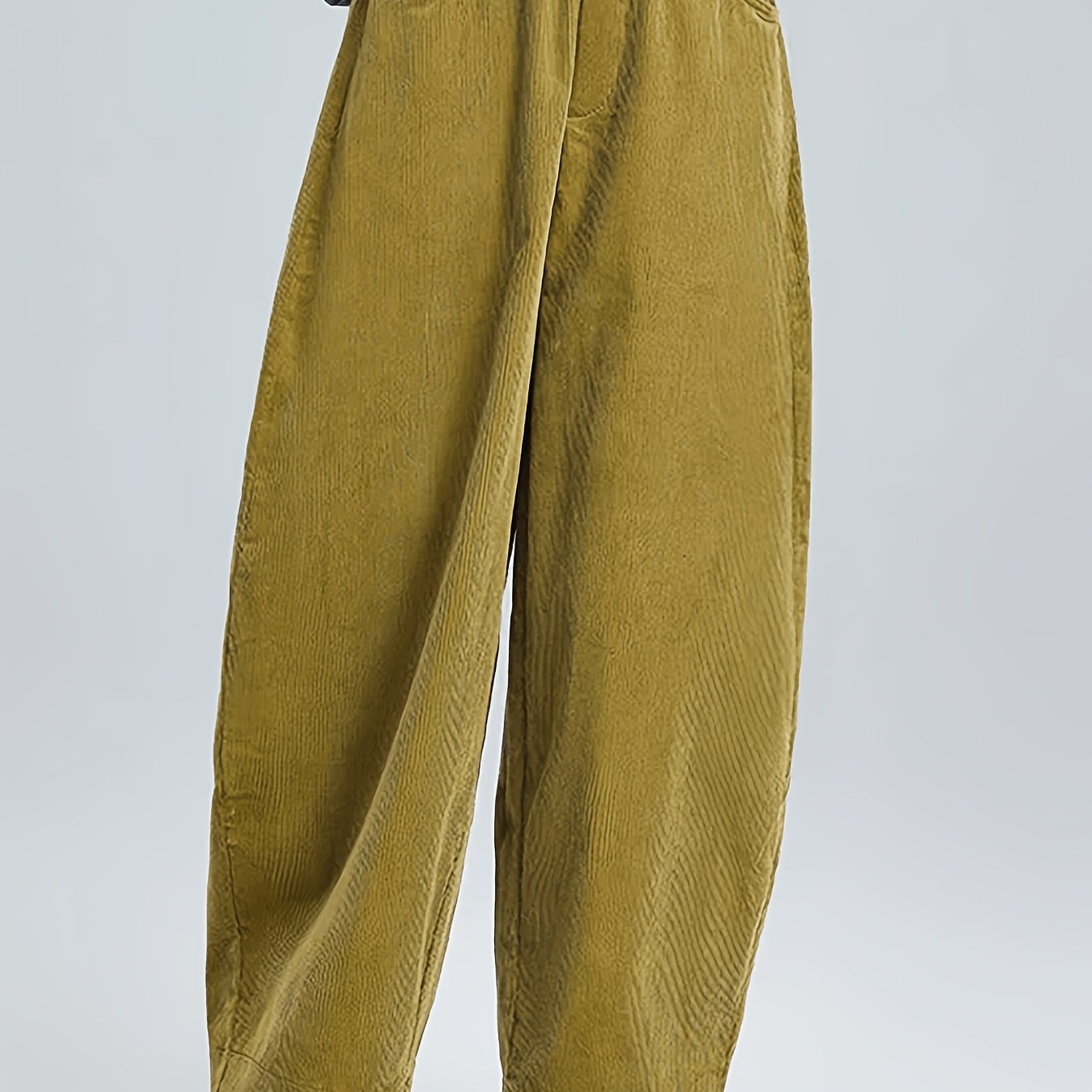 TEMU Plus Size, 2026 Autumn/winter Women's Plus Size Relaxed Curved Corduroy Wide-leg Pants, Elastic Waist Loose Fit Casual Comfortable Trousers