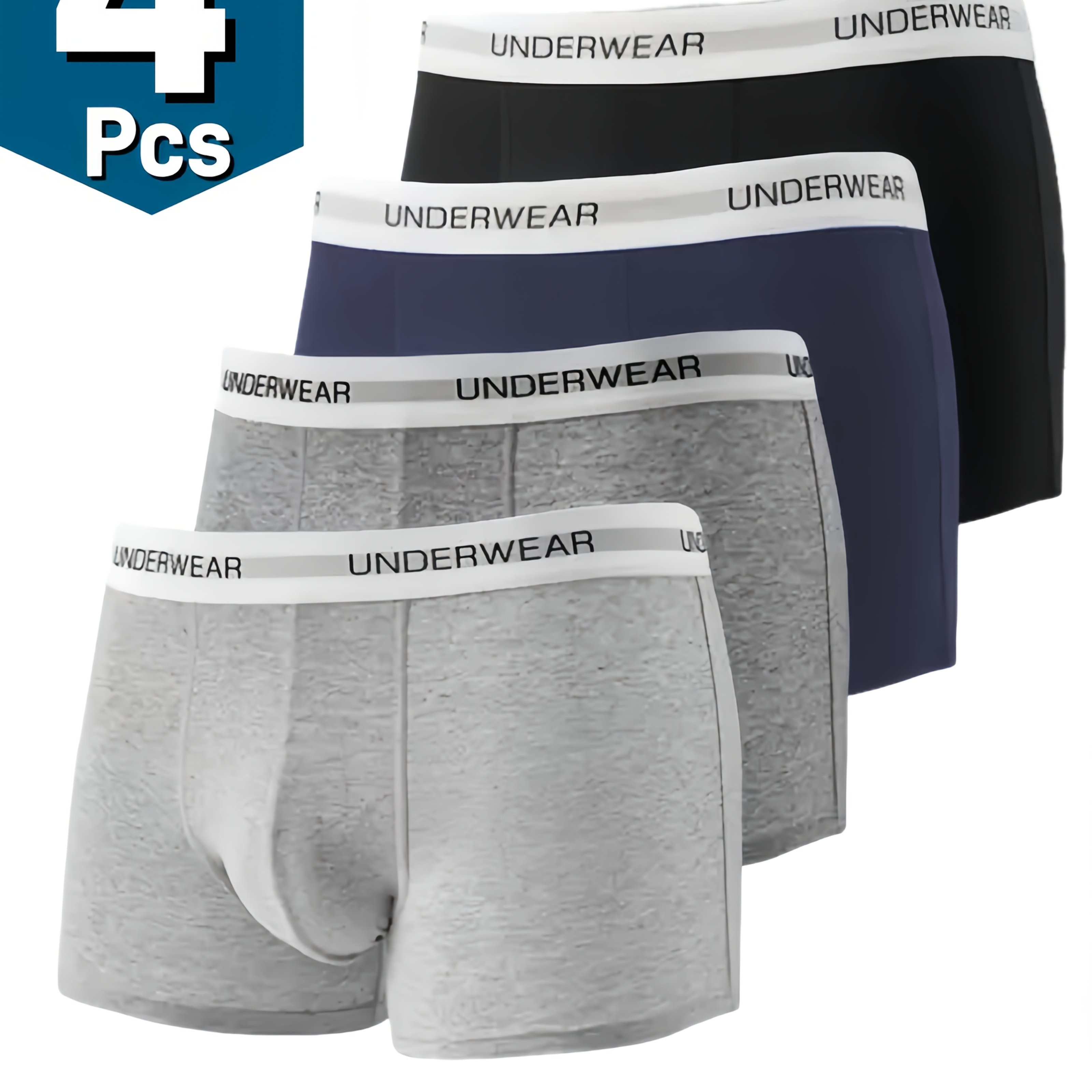 TEMU 8pcs/4pcs Men's Underwear Boxer Briefs Set - Comfortable Seamless, High Elastic Solid Color Loose Breathable Men's Underwear Skin-friendly Moisture Wicking Refreshing Men's Underwear