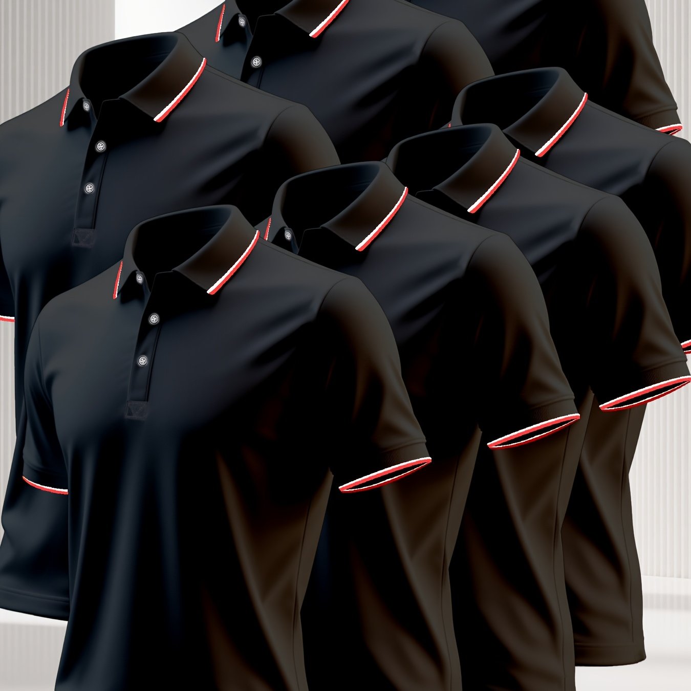 TEMU 7pcs Men's Summer Solid Color Casual Shirts With Short Sleeves, Button Collar - Black, White, Pink, Dark Green, Navy Blue, Grey, And Royal Blue,