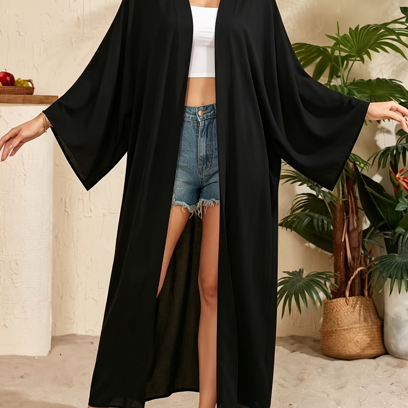 Image of Kimonos For Women Boho Kimono Robe Beach Coverups Womens Beach Blouses Loose Kimono Open Front Kimono Cardigan Over Sized Kimono Duster Kimono Robes With Belt