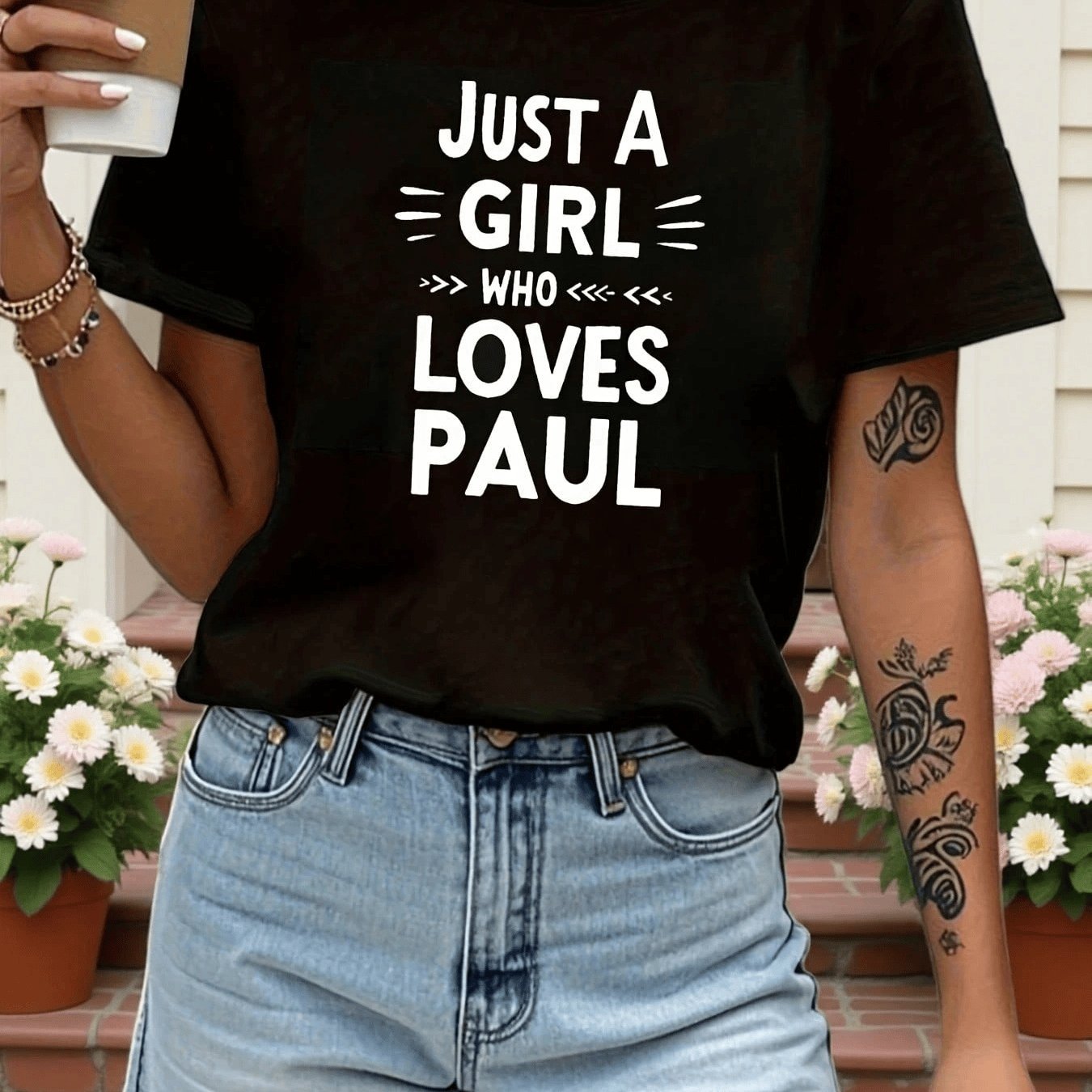 TEMU A T With A Round For Women Featuring A Print That Says 'just A Who Paul' Casual Festive Gifts Or Gatherings With-unisex Hip Hop Street Style