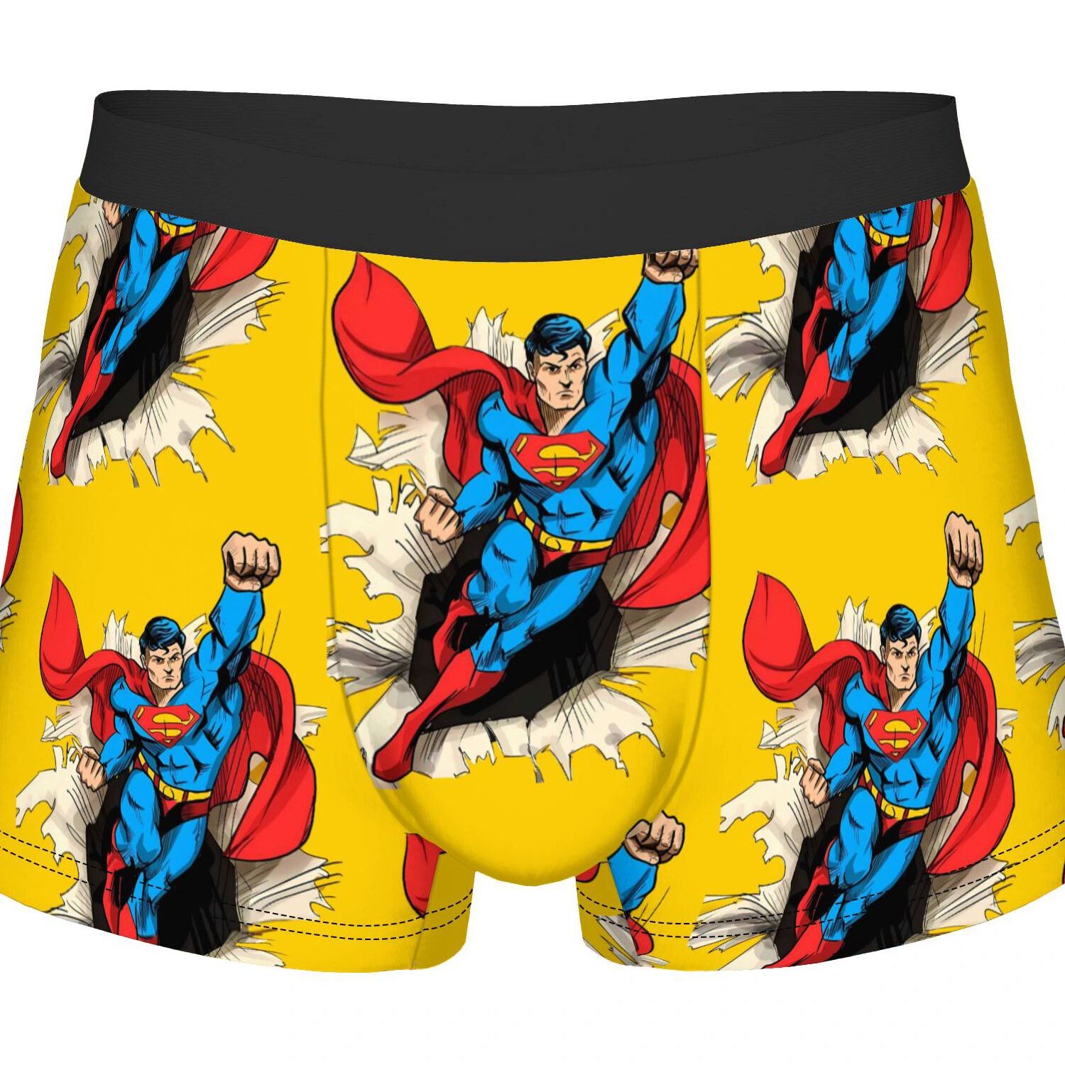 TEMU Superman Coreblack Border Underwear Polyester Underpants2d Print Design