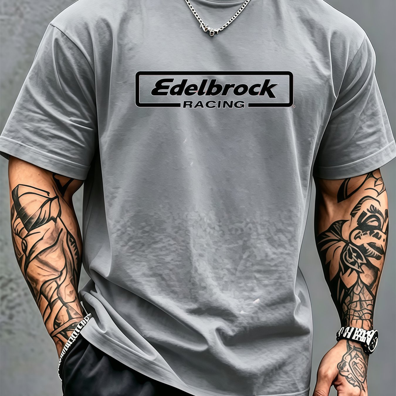 TEMU Men's T-shirt - Crew Neck Short Sleeve Shirt, 100% Polyester Soft Breathable Summer Top Suitable For Casual Wear & Apparel, Iconic Brand Print