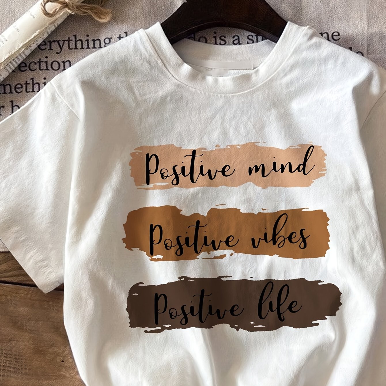 E-shop Western-Stil Casual Sportlich Vielseitig Rundhals Buchstaben-Druck Damen T-Shirt