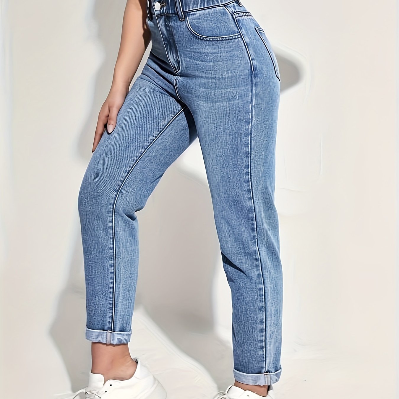 Image of Women's Stretch Skinny Jeans - Fit With Elastic Waist, Non-see-through Leg Fabric For Everyday & Formal Outfits - Skinny Pants (machine Washable), Versatile Clothing, Medium Elasticity