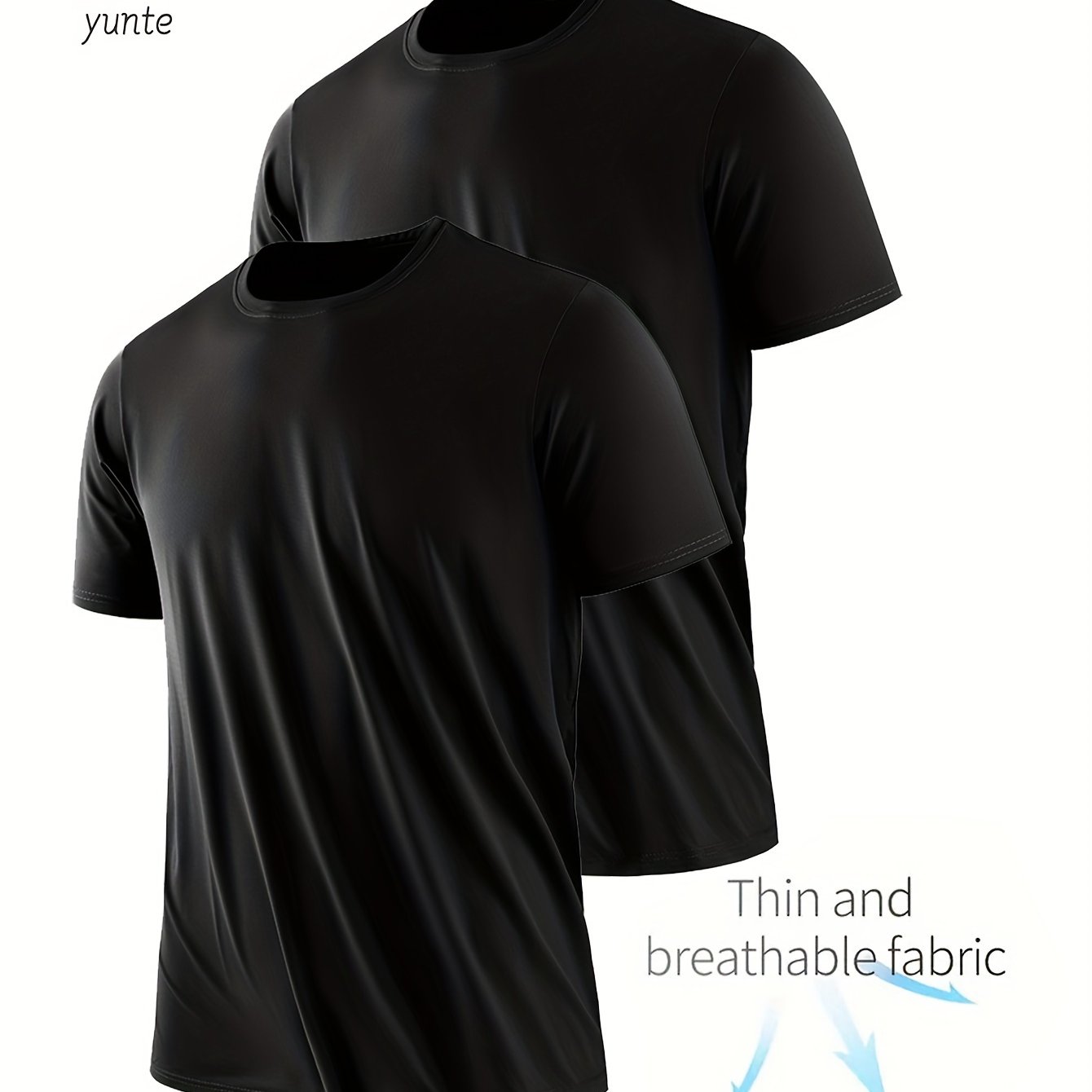 E-shop 2er-Set ultraleichte Herren T-Shirts mit Rundhalsausschnitt - Schnelltrocknend, atmungsaktiv, schweißableitend, geeignet für Fitness, Gym und