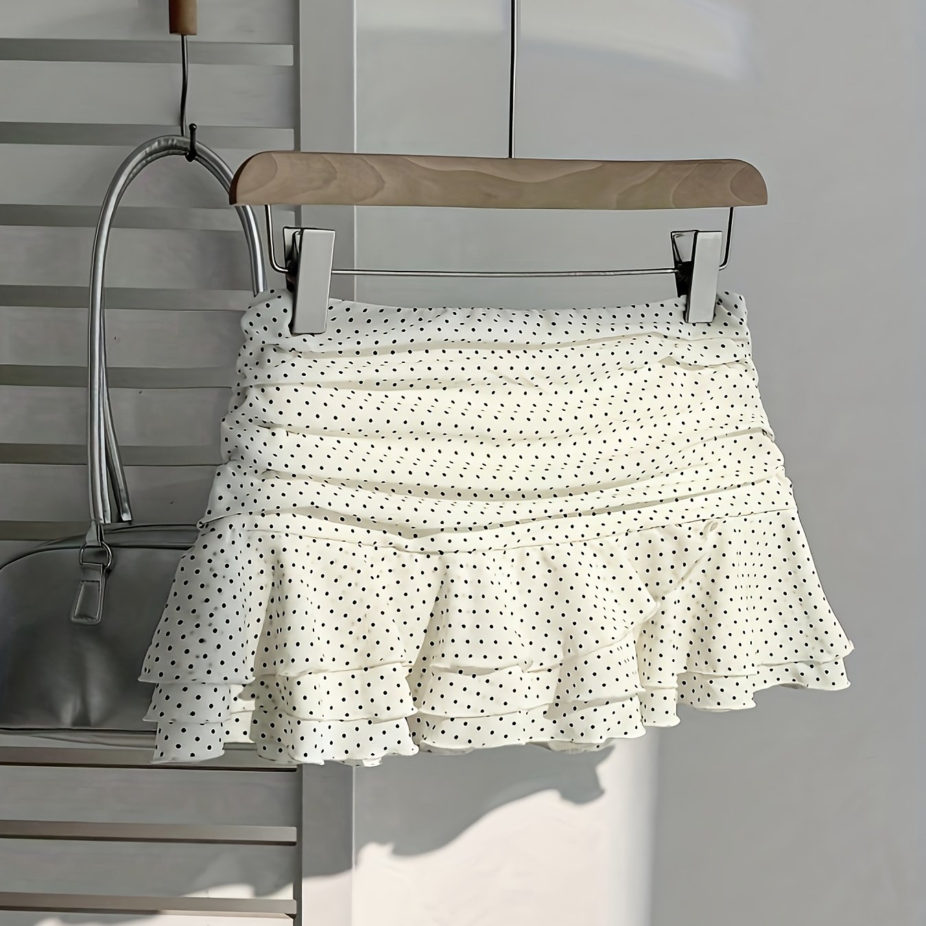 TEMU A Stylish Mini Skirt With Edges And Polka Dot Print, Festive Occasions