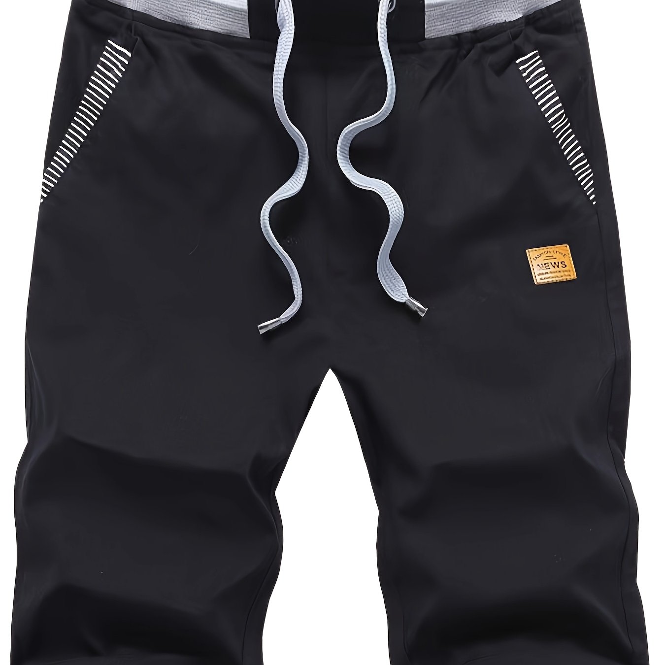 TEMU Men's 2-in-1 Look Spliced Casual Shorts With Drawstring Waist, Label Patch, Summer Short Straight-leg Beach Casual Sport Daily Knee-length Pants