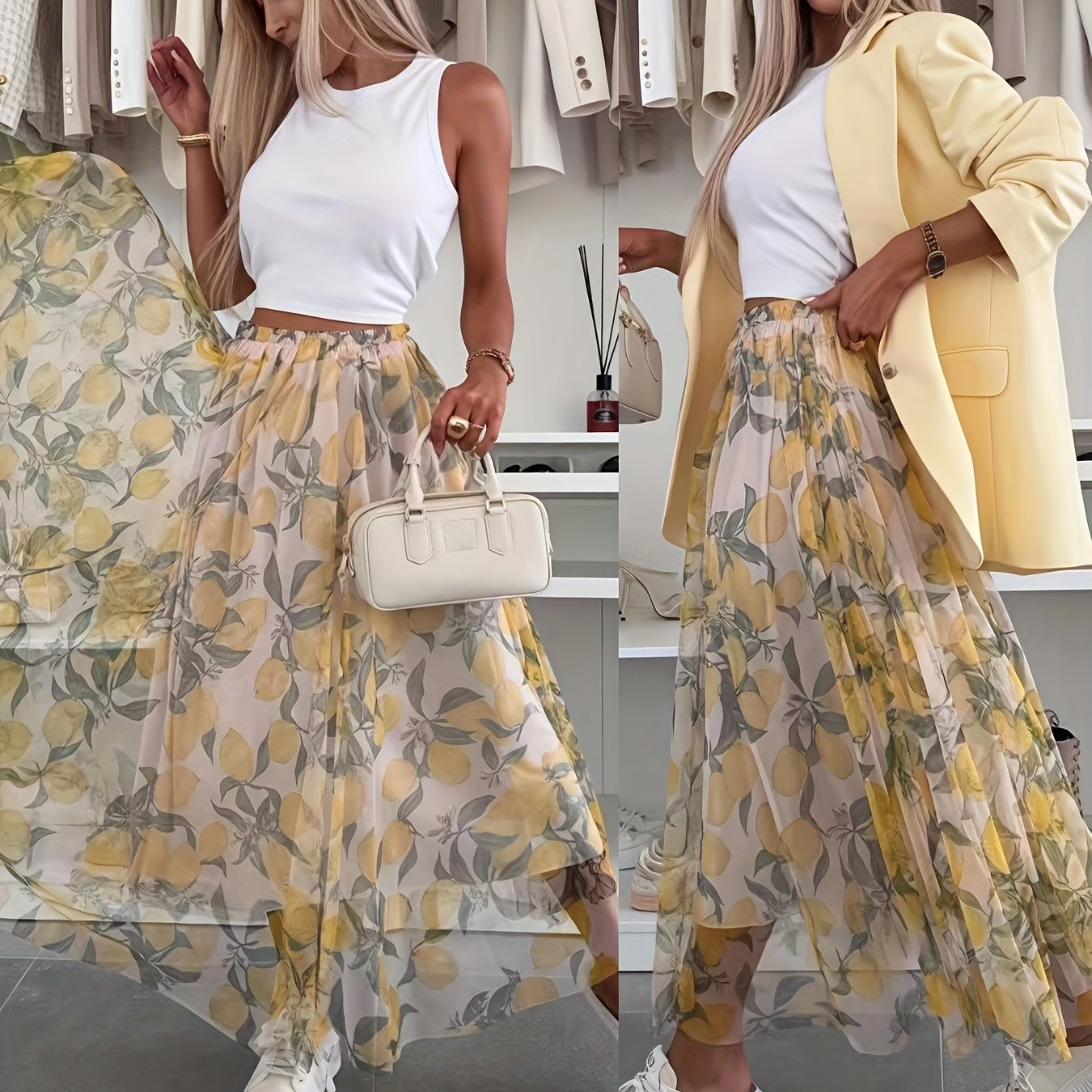 TEMU Fashion Casual Party Lovely Unique Lemon Dress Skirt Cool Summer