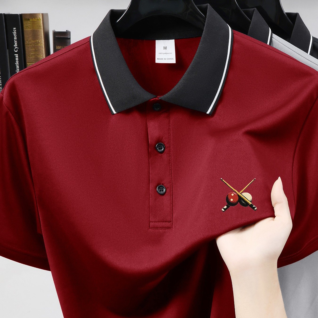 TEMU Business Casual Men's Billiard Pattern Fashion Comfortable Geometric Pattern Short-sleeve Shirt Daily Office Wear Top
