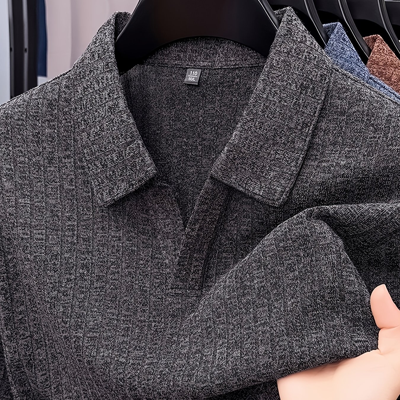 TEMU Polo en à rayures verticales texturées style Old Money, couleur unie boutons avec col en V, haut à manches courtes pour les /affaires ou les