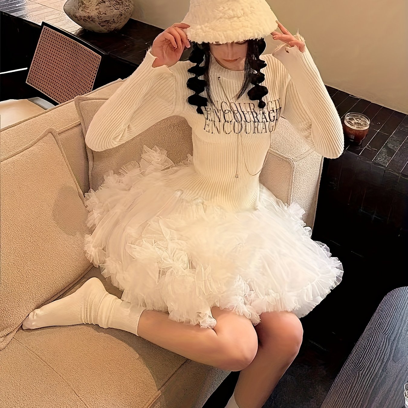 Lolita Style 42cm Short Boneless Soft Gauze Daily Puffy Marshmallow Skirt Support