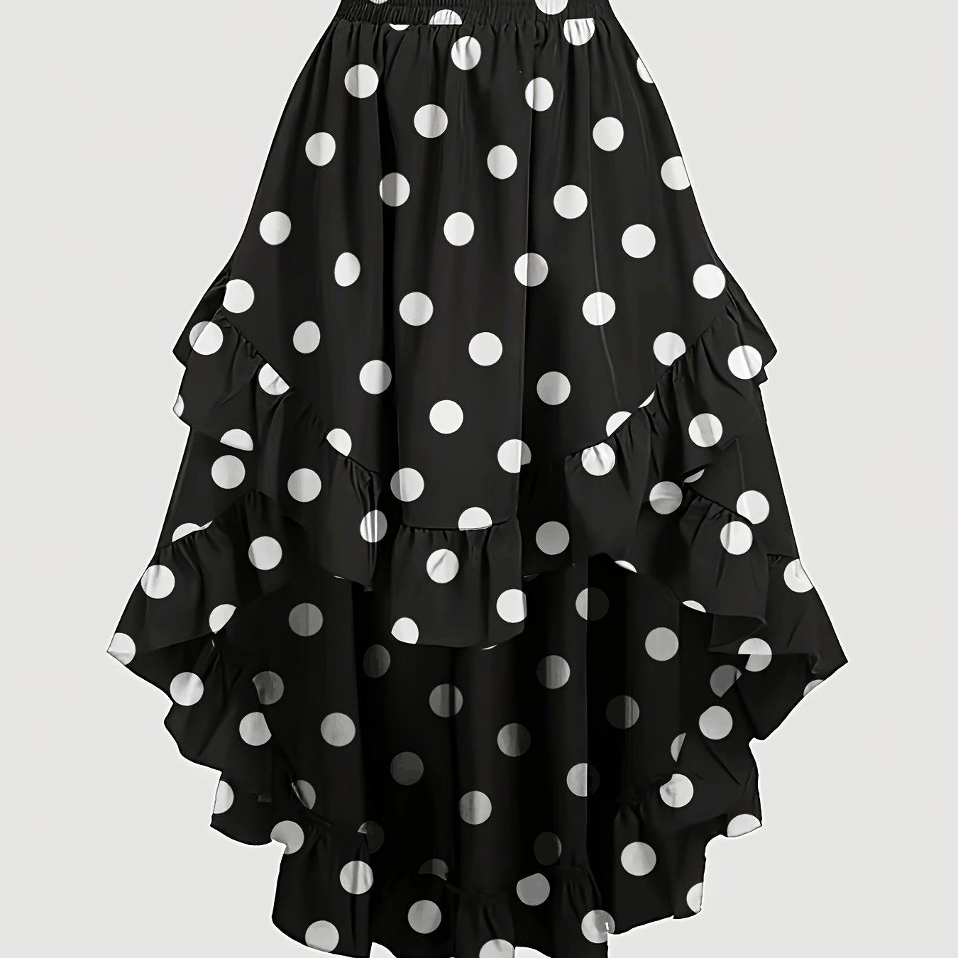 E-shop Unregelmäßiger Polka Dot Midi-Rock für Damen, hochgeschnittener Rock, für die Bürokleidung im Sommer