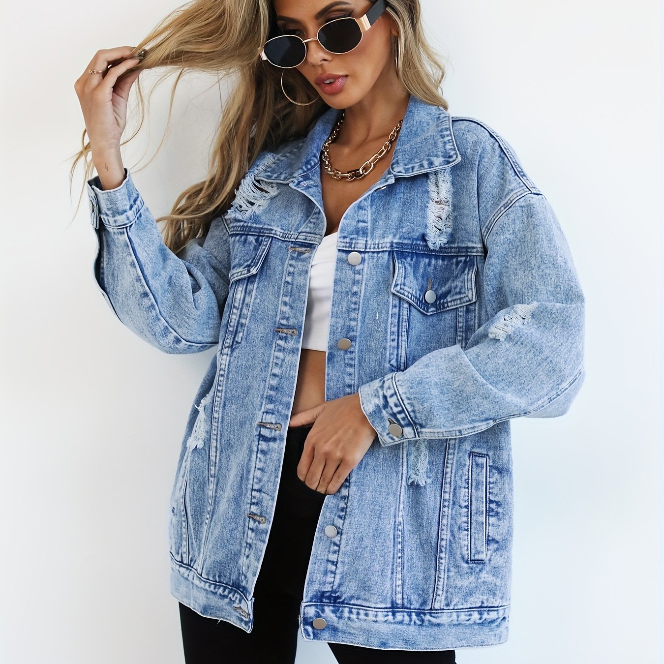 Loose Ripped Denim Jacket