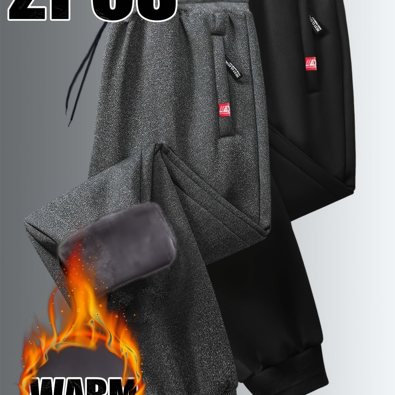 TEMU 2pcs Multiple Options Available, Bottom Price Two-piece Set! Fleece-lined And Thickened Sweatpants, Autumn And Winter Essential Warm Pants,