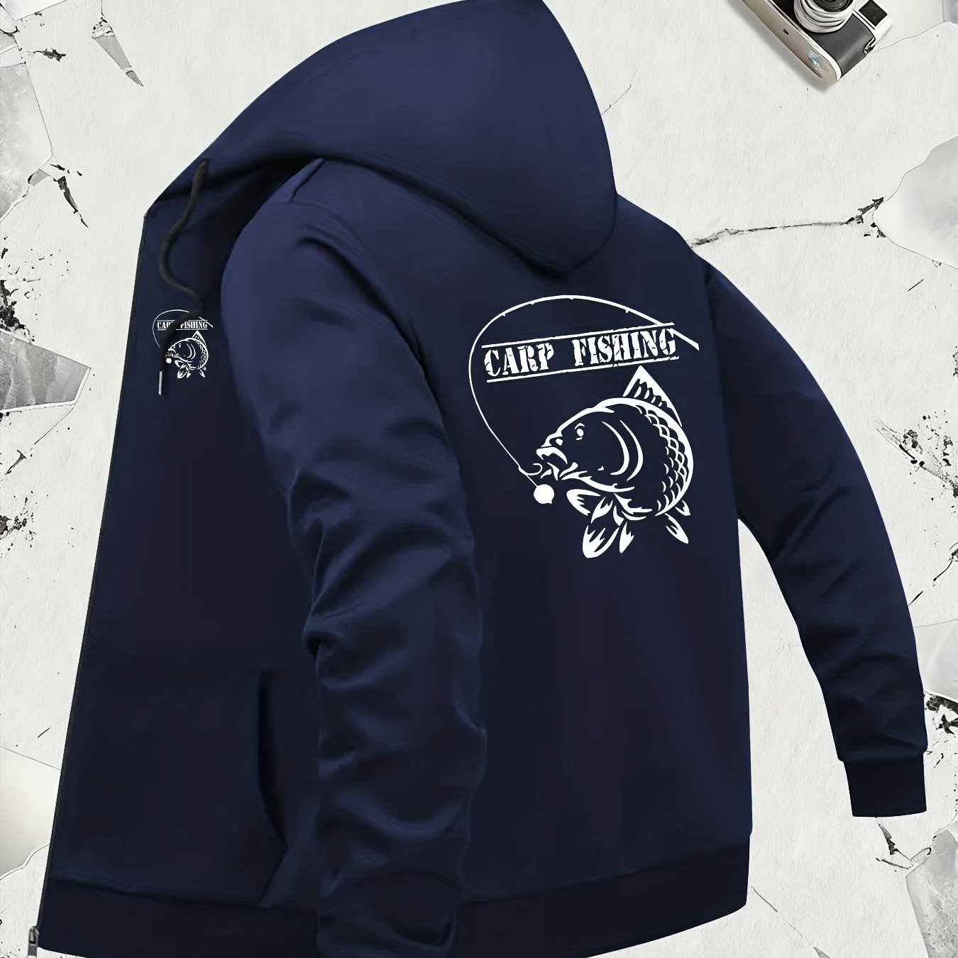 TEMU Fashion Trendy Pattern Men's Hooded Jacket Zipper Stylish Athletic Versatile Jacket