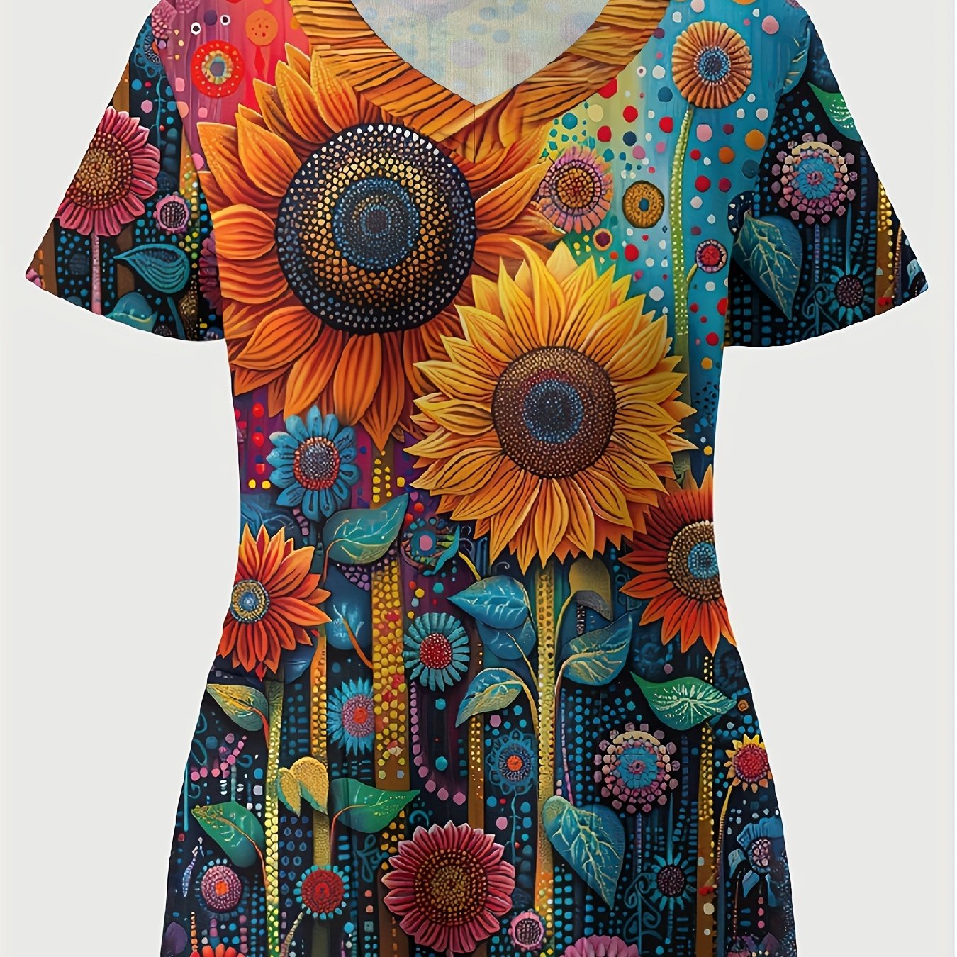 TEMU Haut Grande Taille à Imprimé - Design Élégant à Col en V, Poche Plaquée Fonctionnelle, Uniforme de Soins de Santé de Haute Qualité pour Femmes
