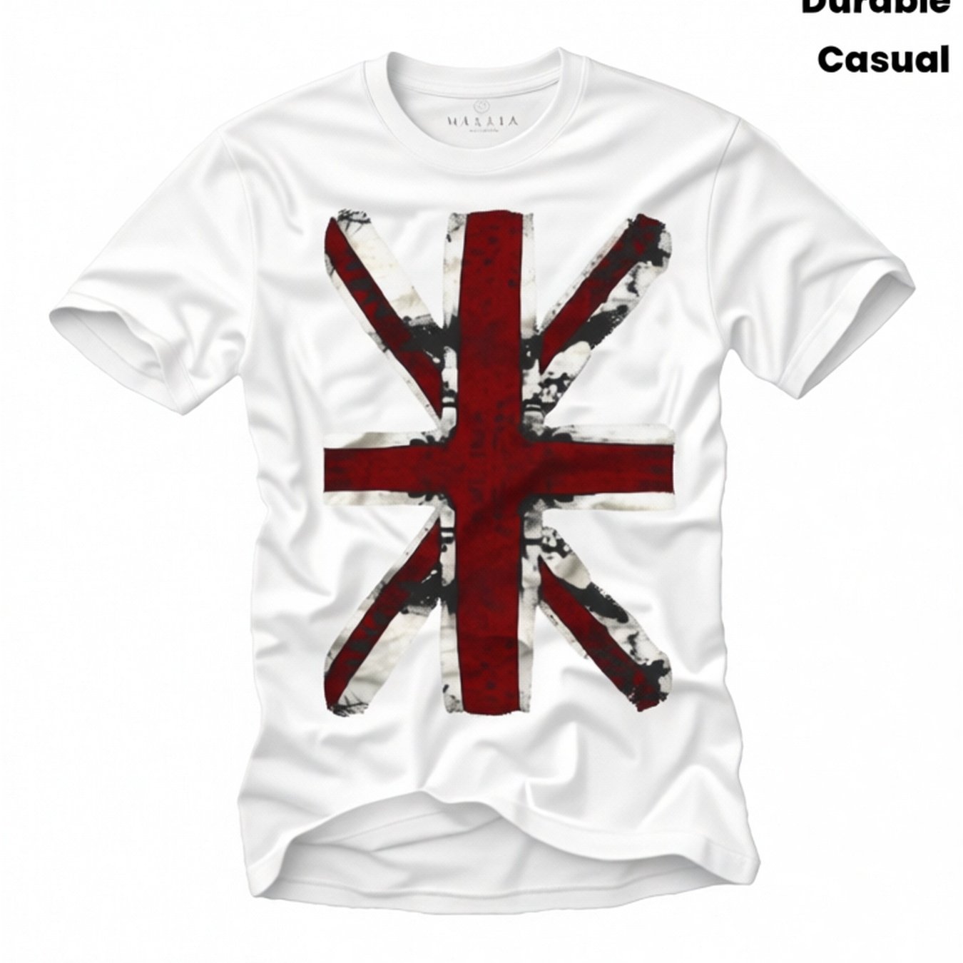 Men's Punk Rock T-shirt - Distressed Flag Graphic Tee With Print, Regular Fit Short Sleeve Shirt For Casual Wear & Music Events, Durable British (black)