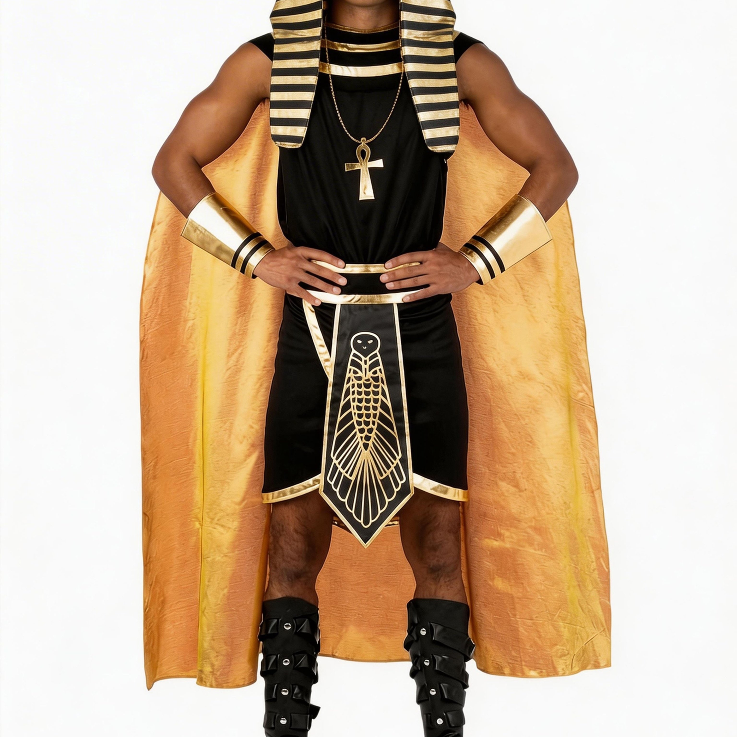 TEMU Costume d'Halloween Égyptien, Tenue de Cosplay, Costume de Spectacle pour Fête d'Année, Tenues de Jeu de Rôle pour Hommes