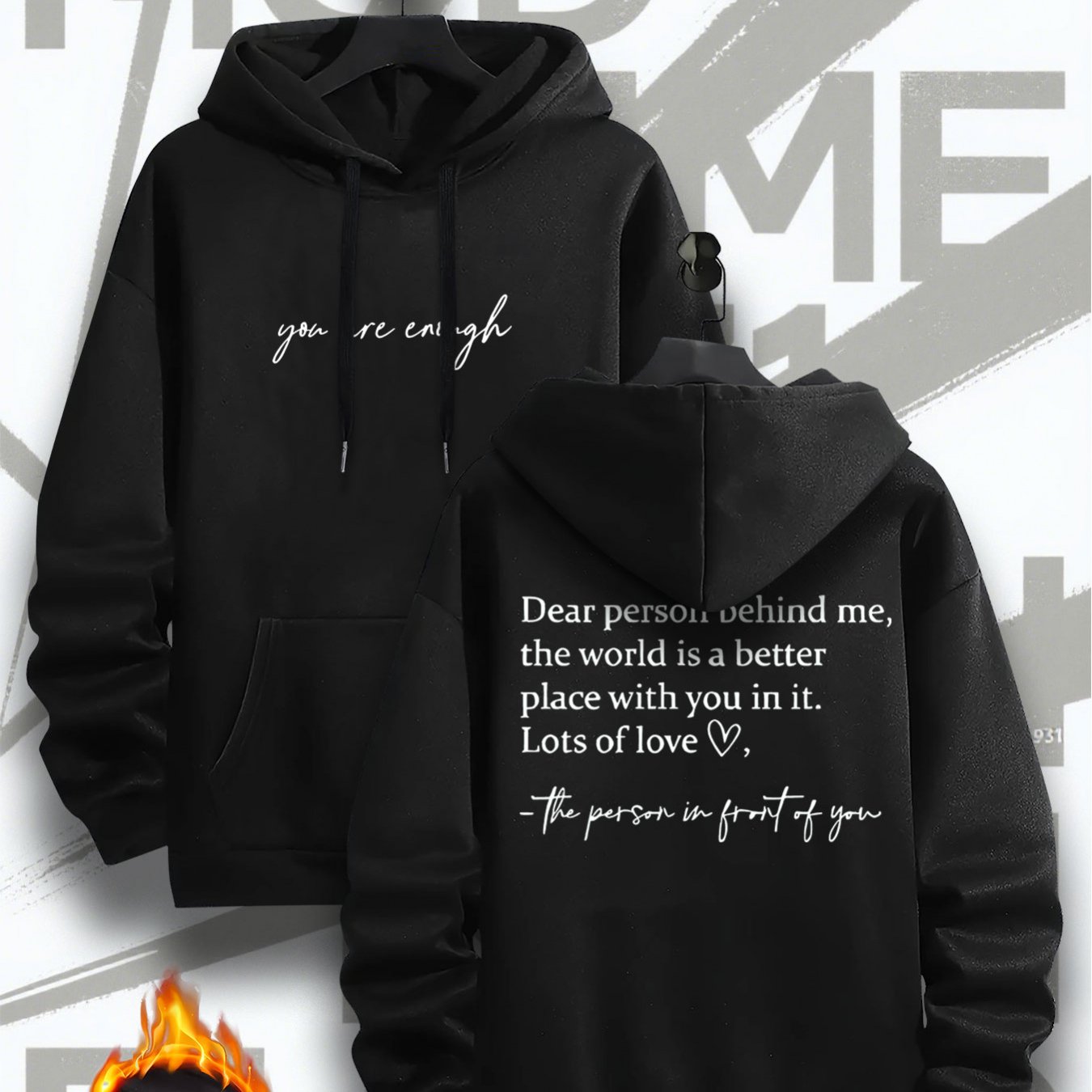 TEMU Men's Autumn/winter , Fashionable Velvet Hooded Sweatshirt, Casual Drawstring Hoodie, Long Sleeve Hooded Printed Sweatshirt
