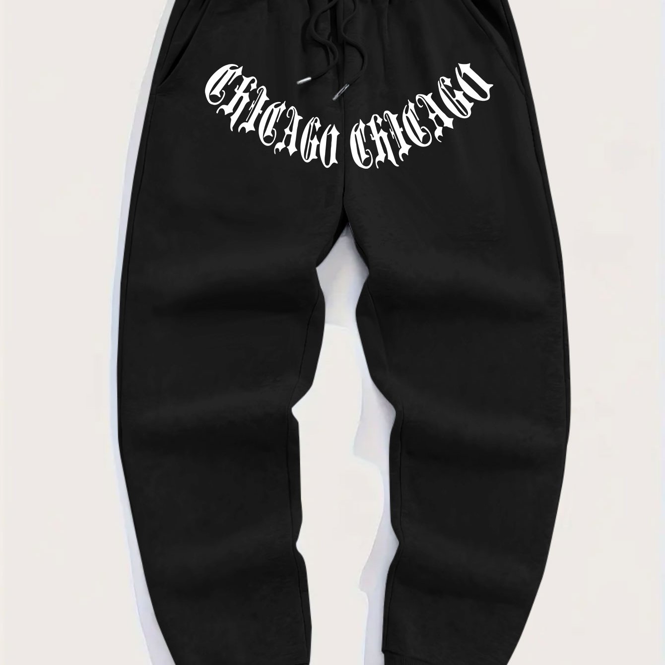 TEMU Easy Letter Trendy Men's Sweatpants Autumn And Winter Men's Fleece-lined Trousers