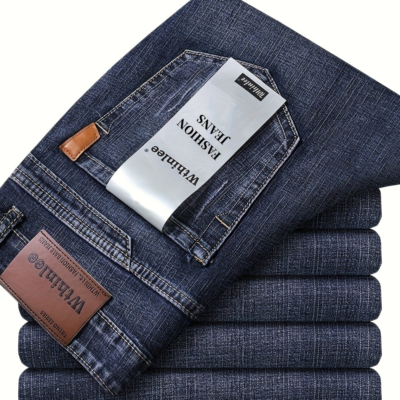 Image of Fashion Jeans, Comfortable Stretch Straight-leg Pants For Casual And Business Wear