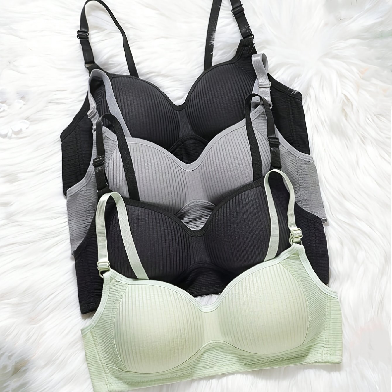 TEMU 4pcs Spring Wireless Underwire Teenager Small Bust Gathering Thin Breathable Top Bra, For Teenager, For Teenager