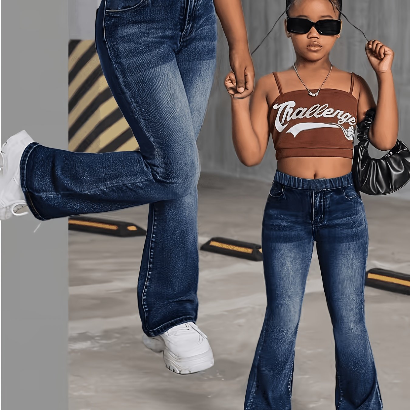 Image of Y2k Sweet Classic Washed Flare Pants, Girls' High-waist Micro-flare Jeans, Fashionable And Versatile Leg-lengthening