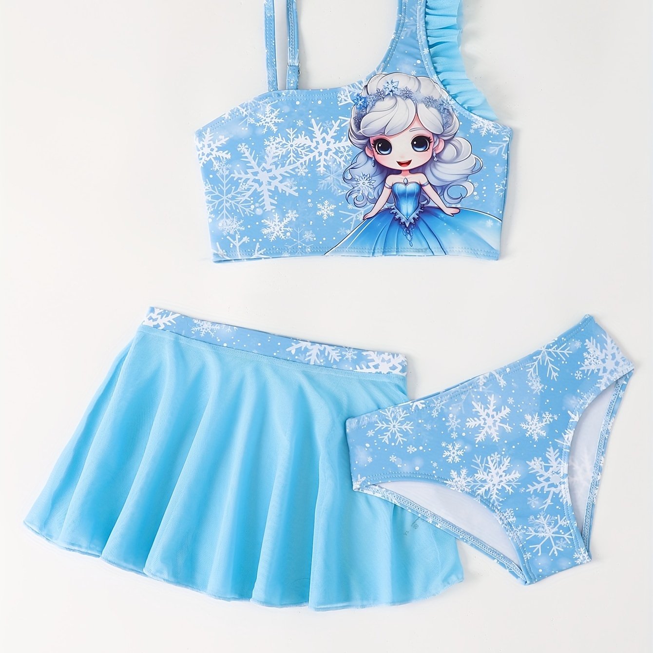 Image of New 2024 Girls' Swimsuit Print 3pcs Set Separated Swimwear Swimming Pool