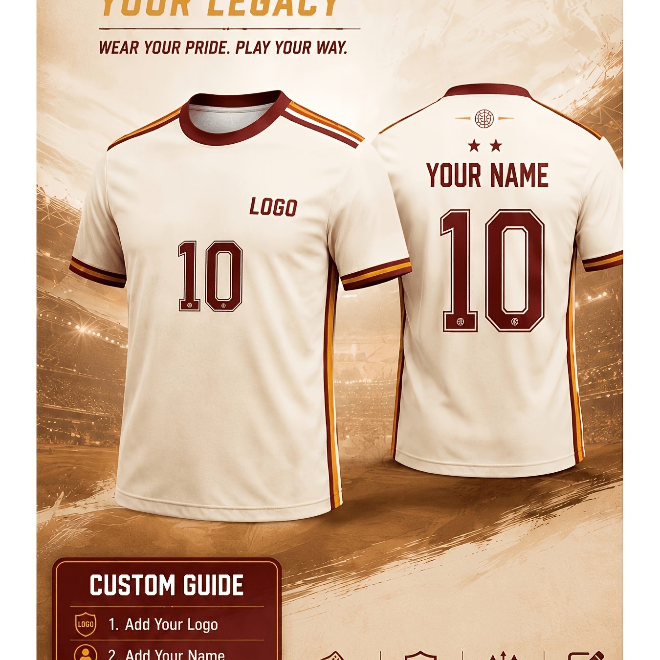 TEMU Men's And Women's Spanish Soccer Jersey - Vintage Striped Short Sleeve Suitable For Training, Matches, Team Uniforms | Logo/name/number |
