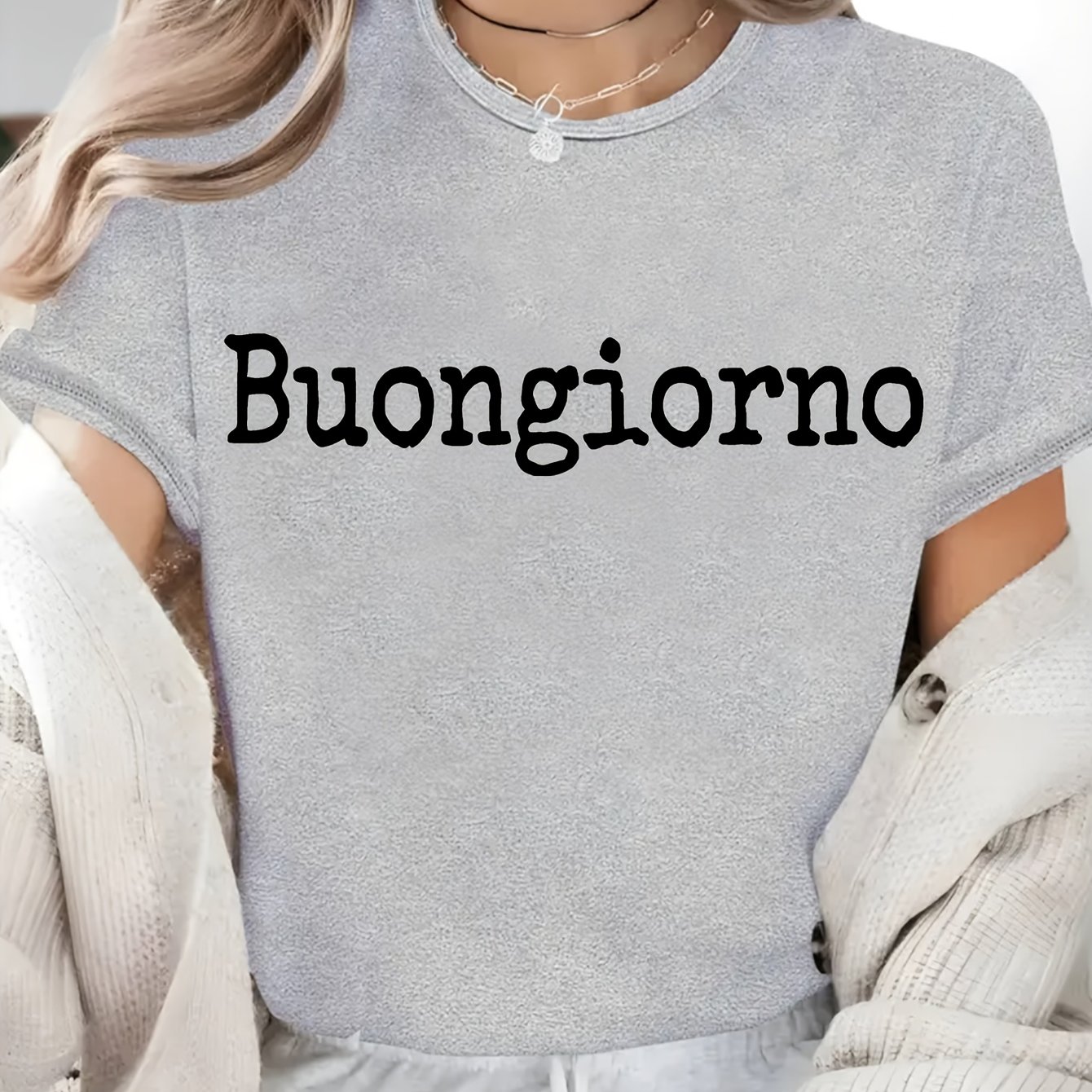 TEMU Italy Hello Loose Short Sleeve Summer T-shirt