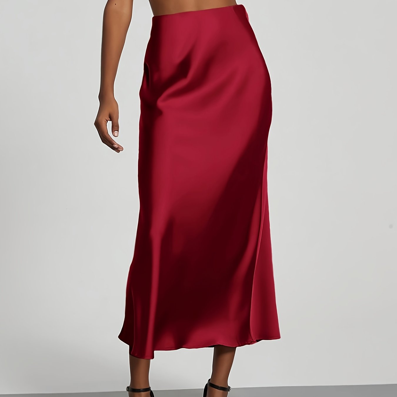 E-shop Damen High-Waist Satin Elegant Rock, Ideal für Dates, Arbeit, Abendessen Partys, Ganzjahrestragbar