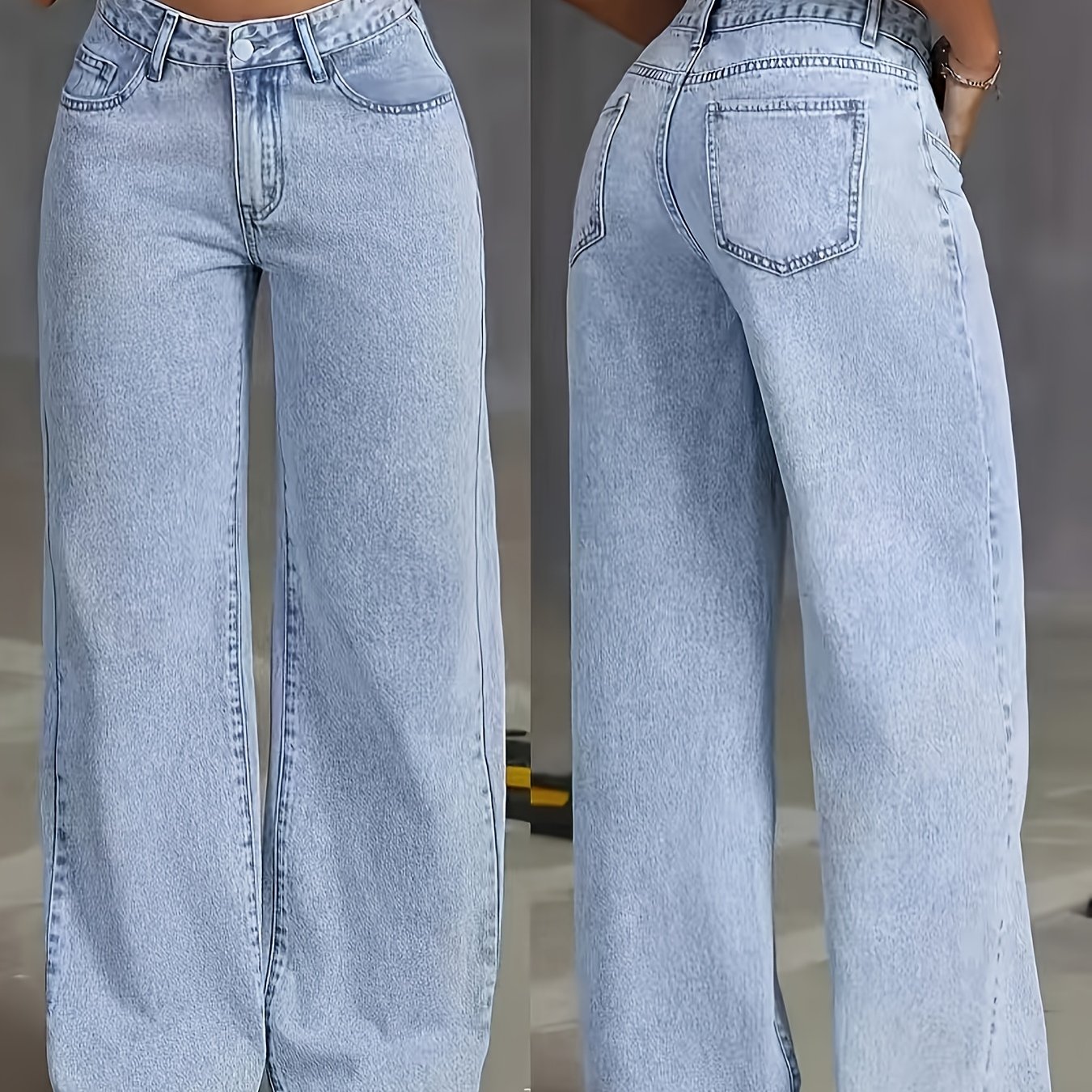 Image of Women's Snowflake Denim Non-stretch Wide Leg Pants