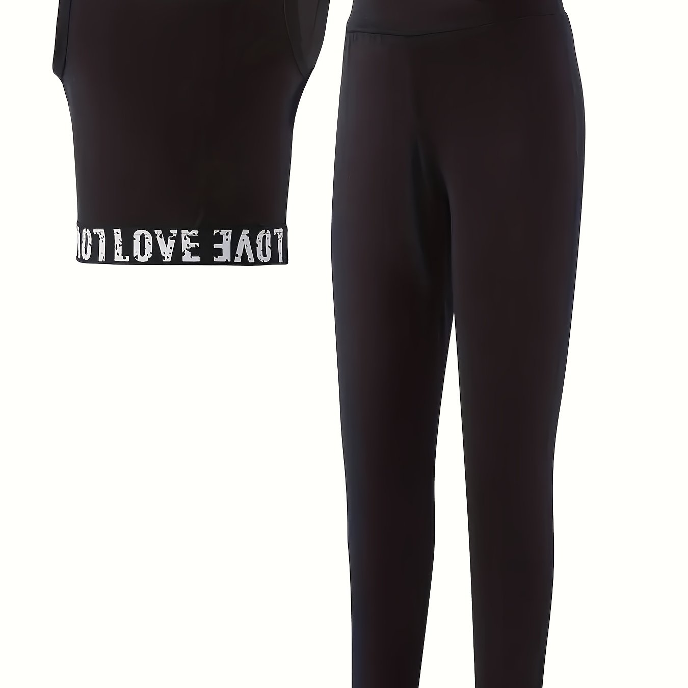 ' 2pcs Yoga & Gym Set - High-stretch Athletic Outfit With T-shirt & Leggings, Sleeveless Workout Clothes For Dance, Gymnastics, Casual Wear - Activewear (machine Washable), Perfect For Outdoor