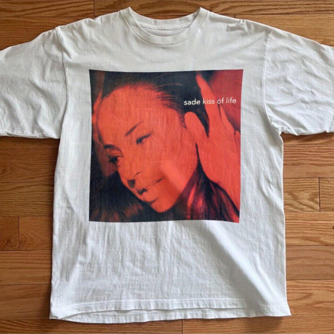 Image of Men's Graphic T-shirt | White Tee With Music Album Art Print, Casual Crew Neck, Regular Fit, Stretch Fabric, Long Sleeve For Casual Wear