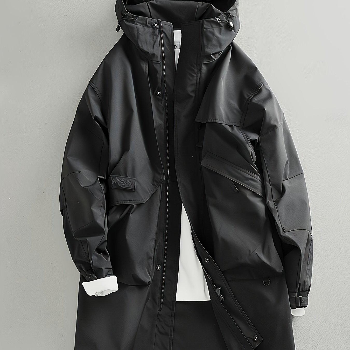 's Mid-length Hooded Windbreaker For Spring And Autumn, A Stylish Casual Cape Coat
