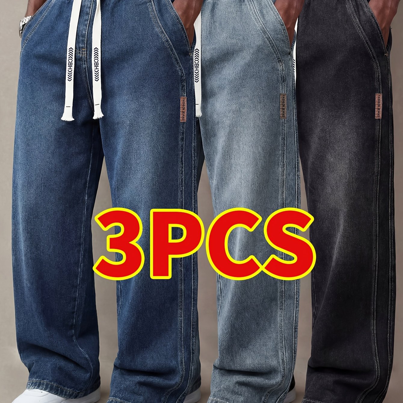 3pcs Summer Thin Jeans Men's Brand Loose Straight Leg Men's Pants Casual Men's Long Pants