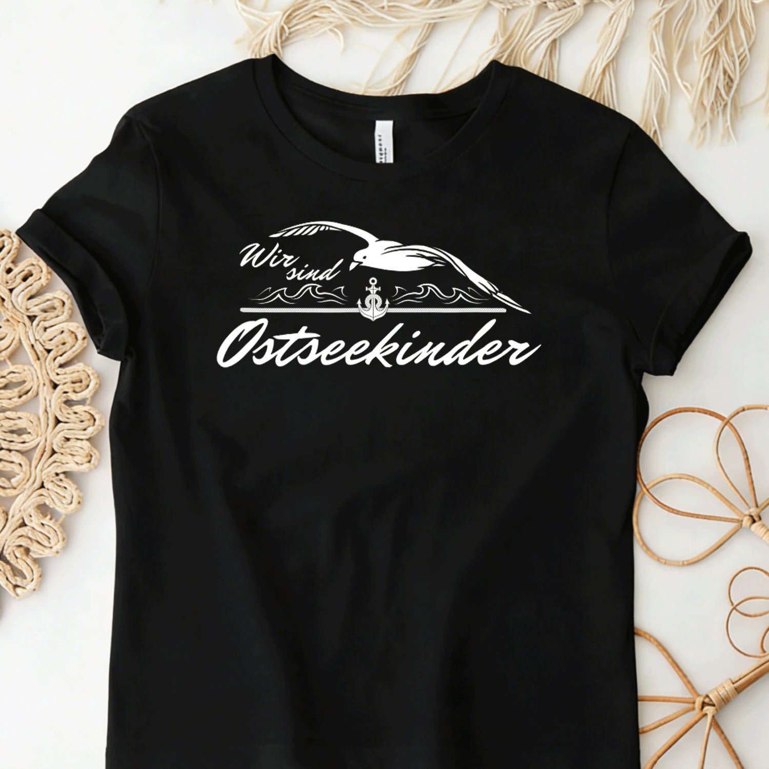 Image of Sea T-shirt With Anchor And Seagull Design Black For Men Women Unisex Funny T-shirt