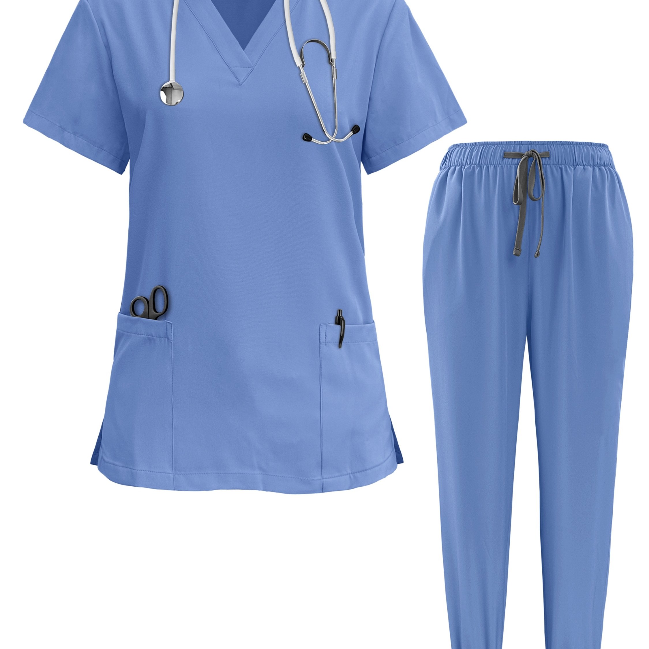 TEMU Slim Uniform Women Scrub Sets Nursing Accessories Hospital Surgery Gowns Workwear