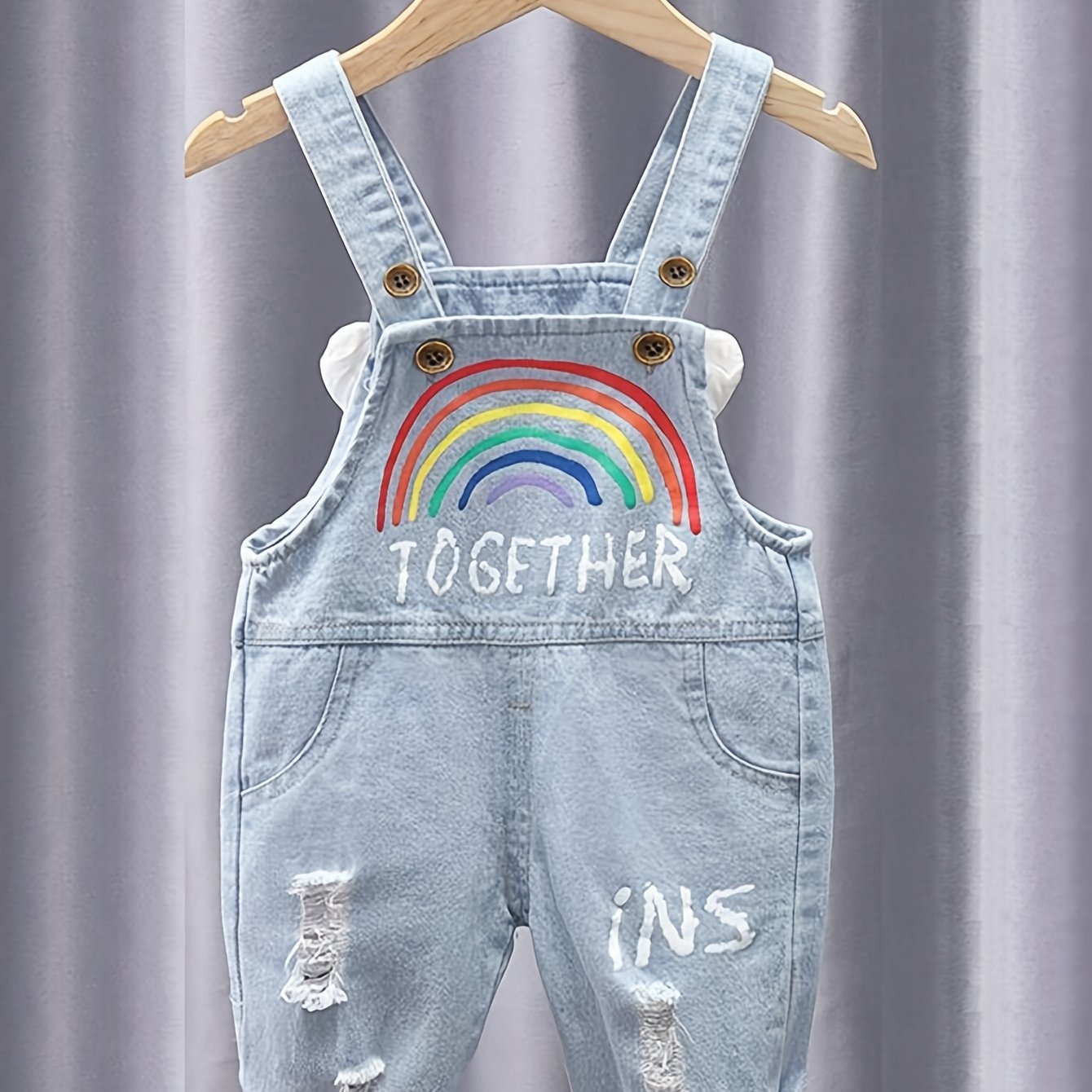 Children's Girls Baby Rainbow Denim Long Pants For Spring And Autumn
