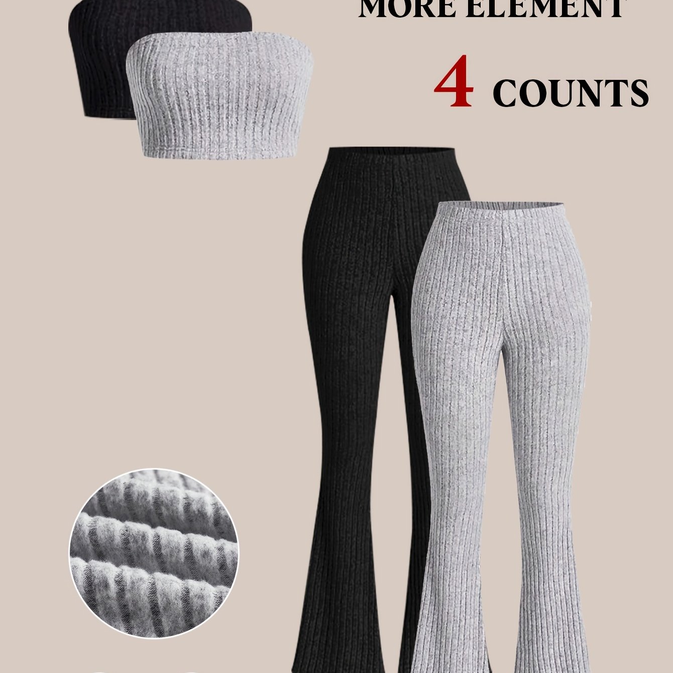 4pcs Set Of Women's Brushed Slim-fit Casual Soft Fabric Elegant Striped Camisole Top And Pants Set