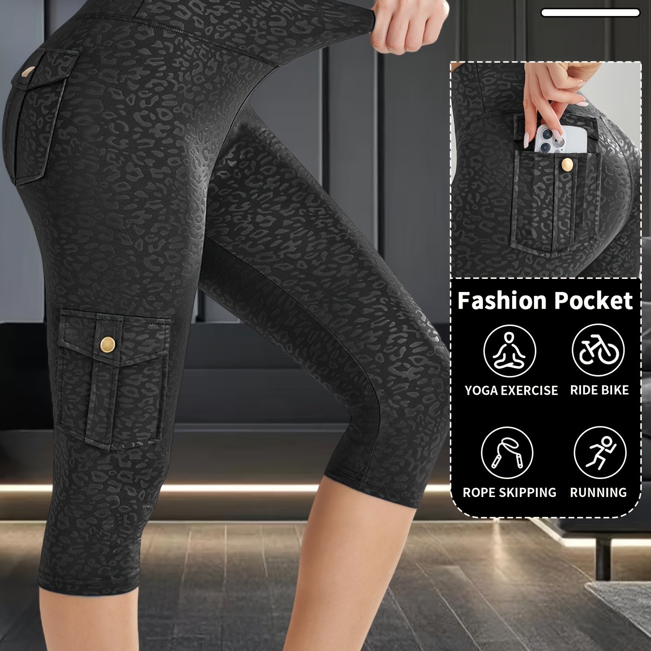Image of Women's 5d Anti-counterfeiting Printed Yoga Pants, Sports Pants, Hip Lifting And Tummy Control Tight Pants, Breathable And Comfortable Casual Shorts