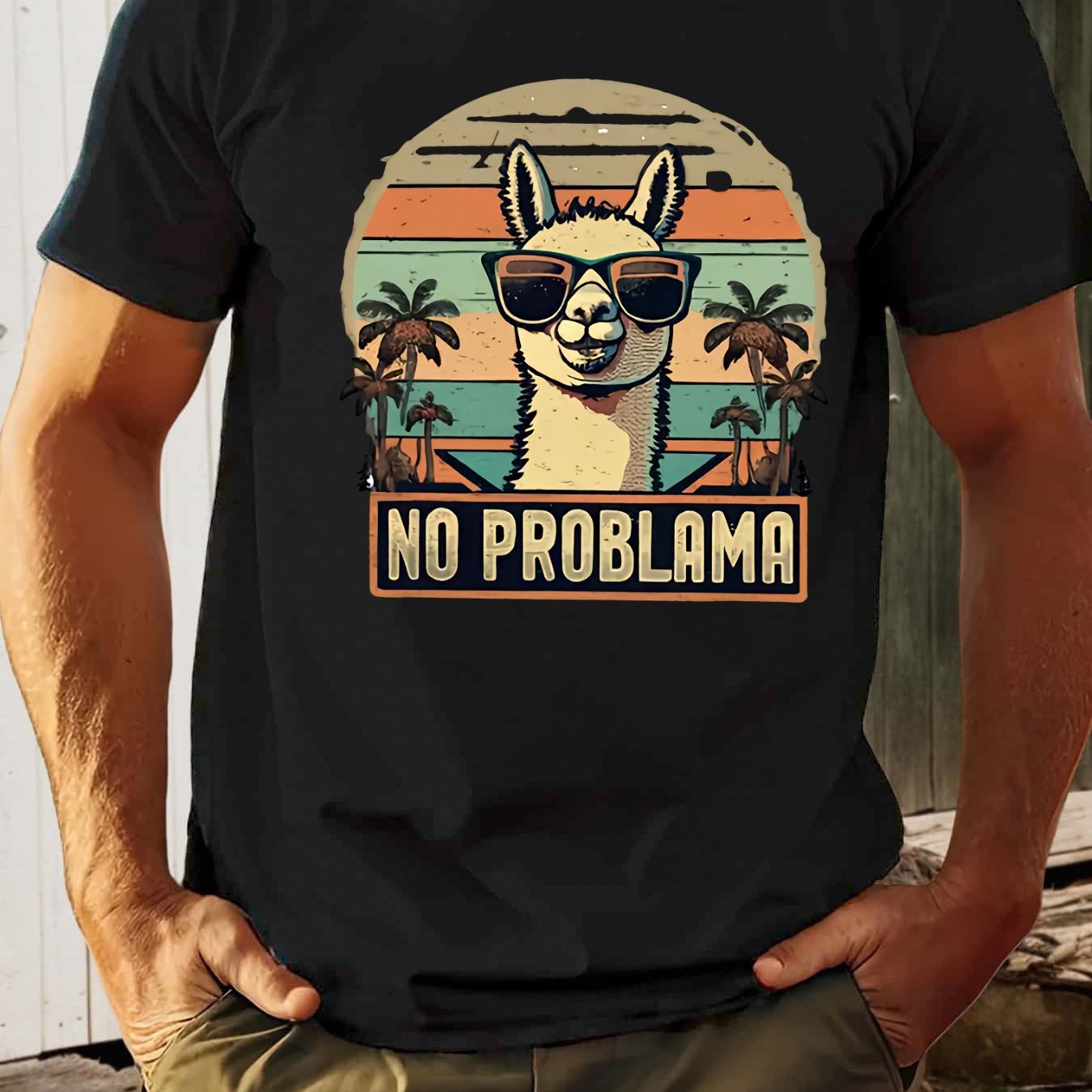 TEMU [print Design - Non-textured] 2026 's Pattern Casual T-shirt - Summer Short Sleeve Round Neck Top, Alpaca And Design, Lightweight Breathable