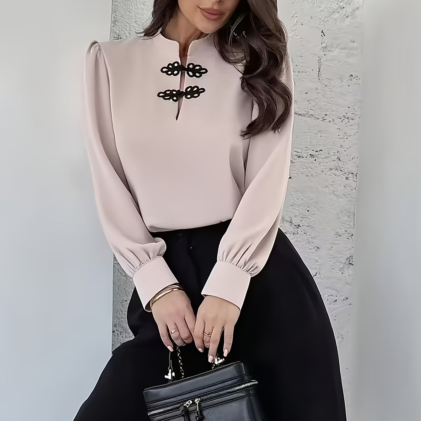 TEMU Lady's Elegant And Romantic Ruffle Sleeve Button- Shirt