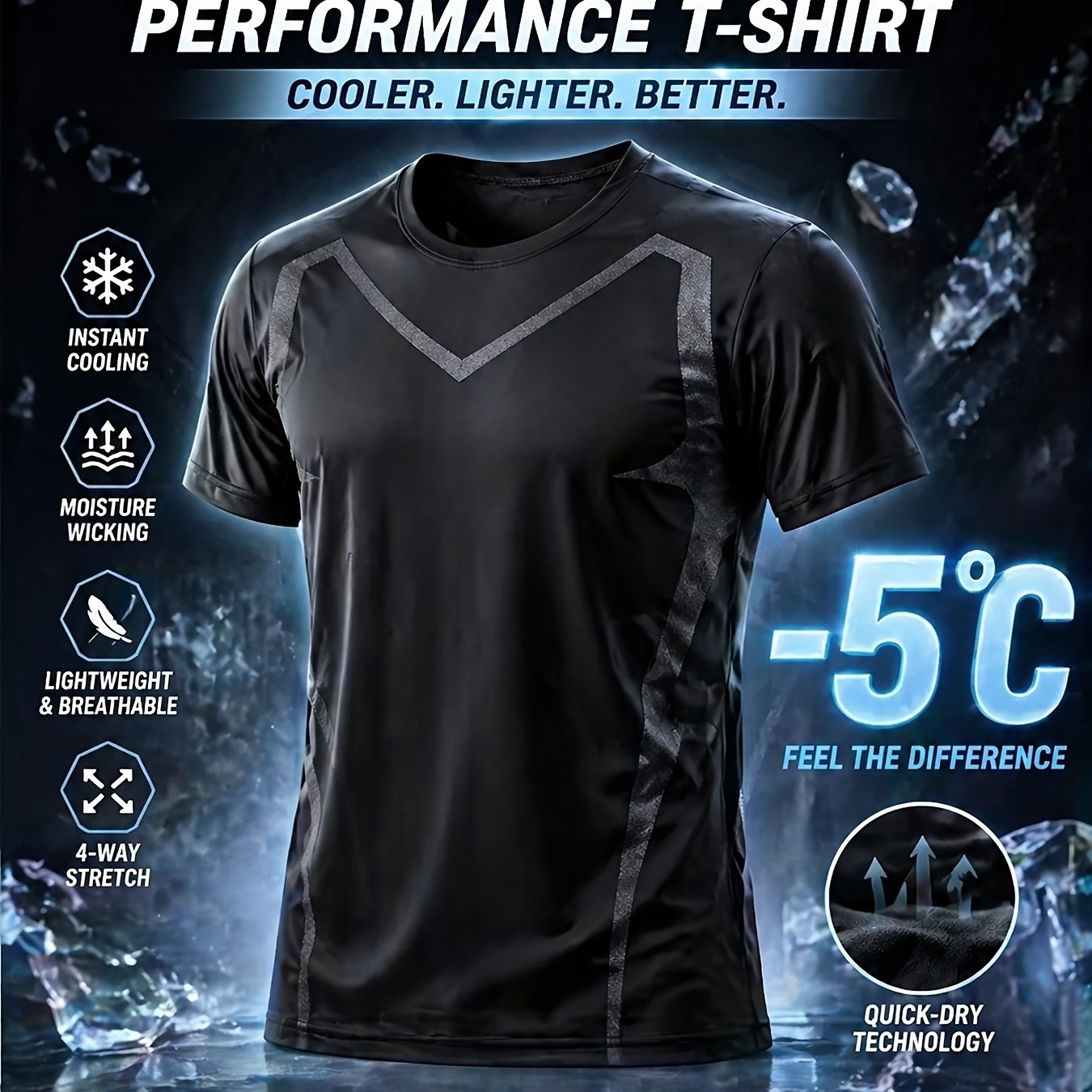 TEMU Short Sleeve, Men's Quick-dry Compression Sports T-shirt