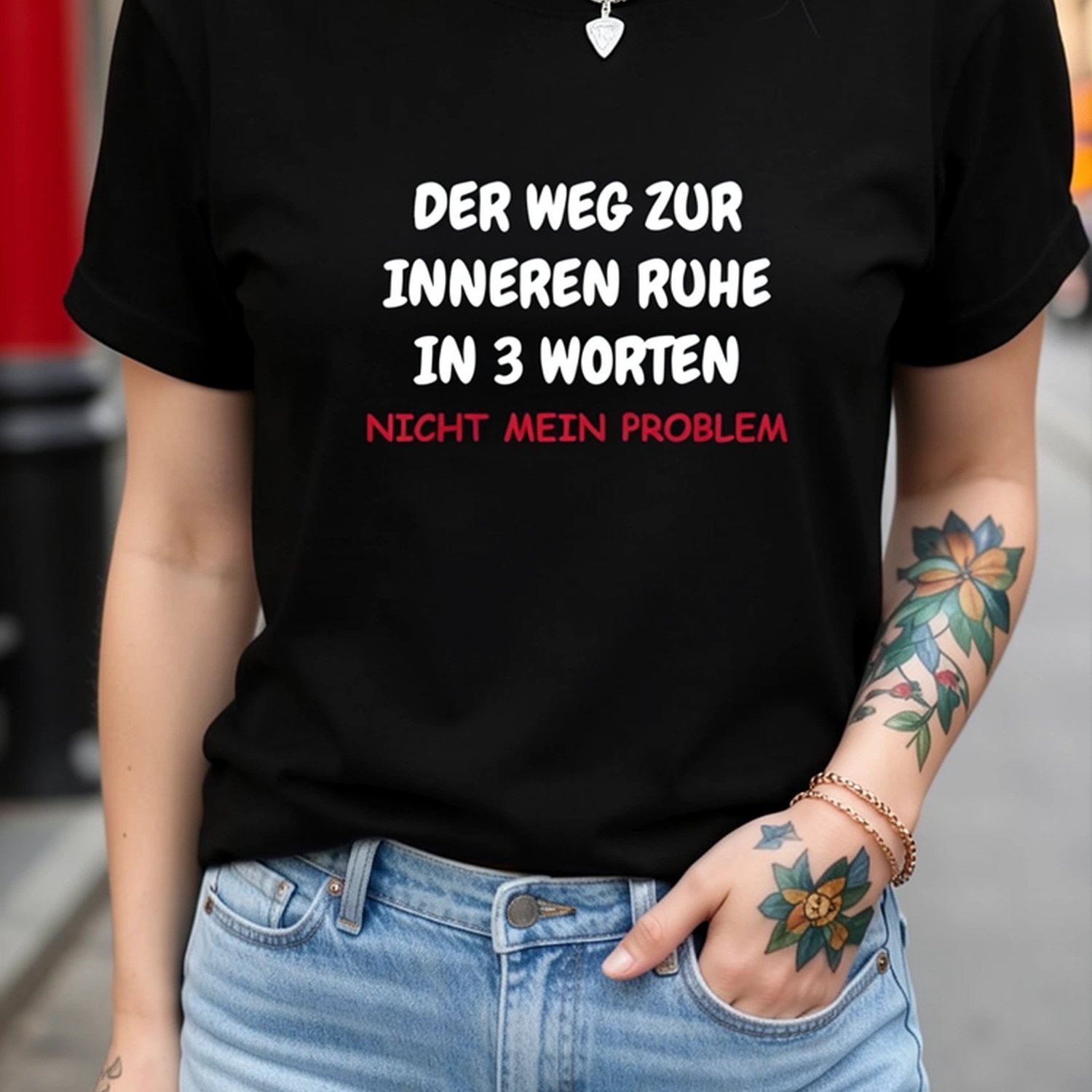 Image of Plus Size, German To In 3 Words Not My Problem Letter Print Plus Size Women's T-shirt, Short Sleeve Crew Neck Casual Top For Summer And Spring, Women's Clothing, Casual T-shirt