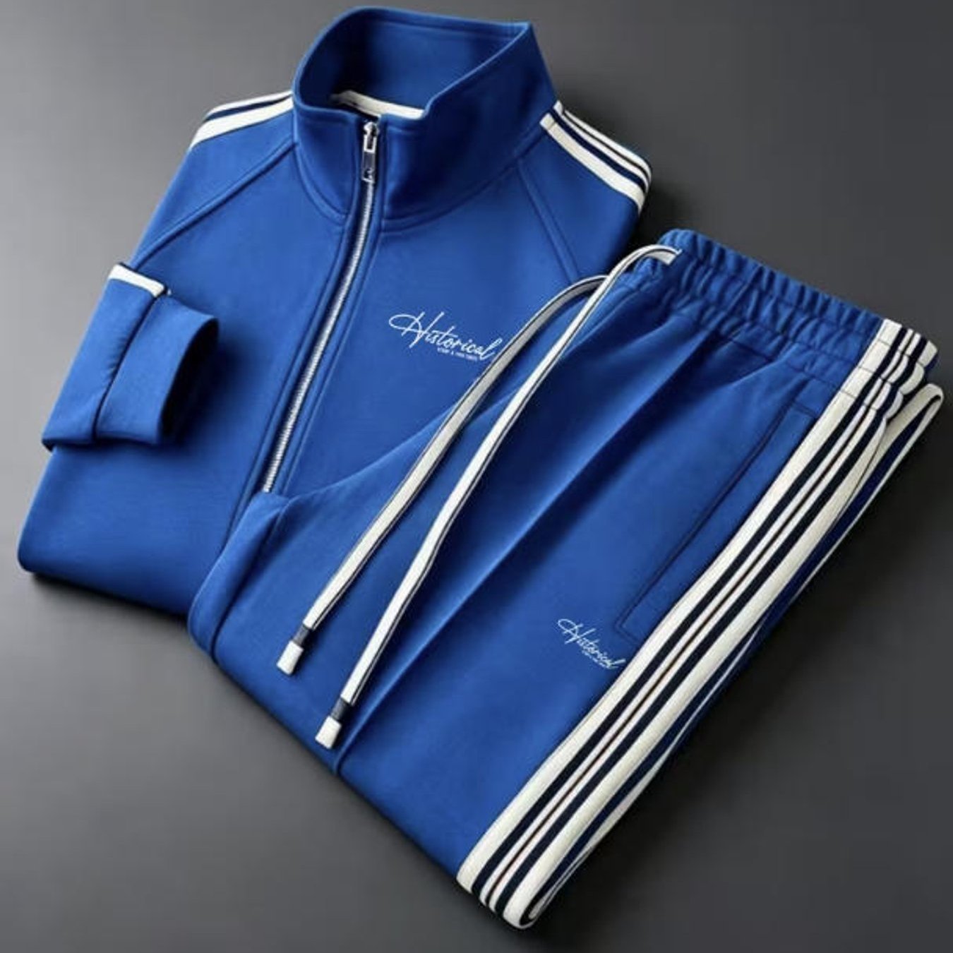 Image of Tracksuit Men's Style Casual Trendy Striped Side Letter Pattern 2pcs Set Men's Wear For Adult Men Sportswear Casual Wear Holiday Gift, Plus Size